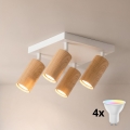 BRILAGI - LED RGBW Dimmable Spotlight SELE SQUARE 4x GU10 / 6.5W / 230V, 2700–6500K Tunable White, White / Oak Decor