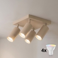 BRILAGI - LED RGBW Dimmable spotlight SELE SQUARE 4xGU10/6,5W/230V 2700-6500K beige