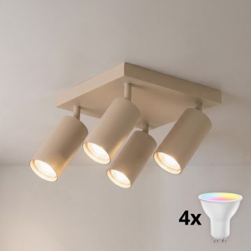BRILAGI - LED RGBW Dimmable spotlight SELE SQUARE 4xGU10/6,5W/230V 2700-6500K beige