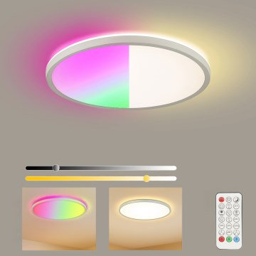 Brilagi - LED RGBW Dimmable Ultra Slim Ceiling Light LED/18W/230V 2700-6500K Ø30 cm White + Remote Control