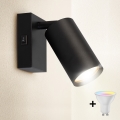 BRILAGI - LED RGBW Dimmable Wall-Mounted Spotlight with Switch SELE 1x GU10/4.8W/230V 3000K Black + Remote Control