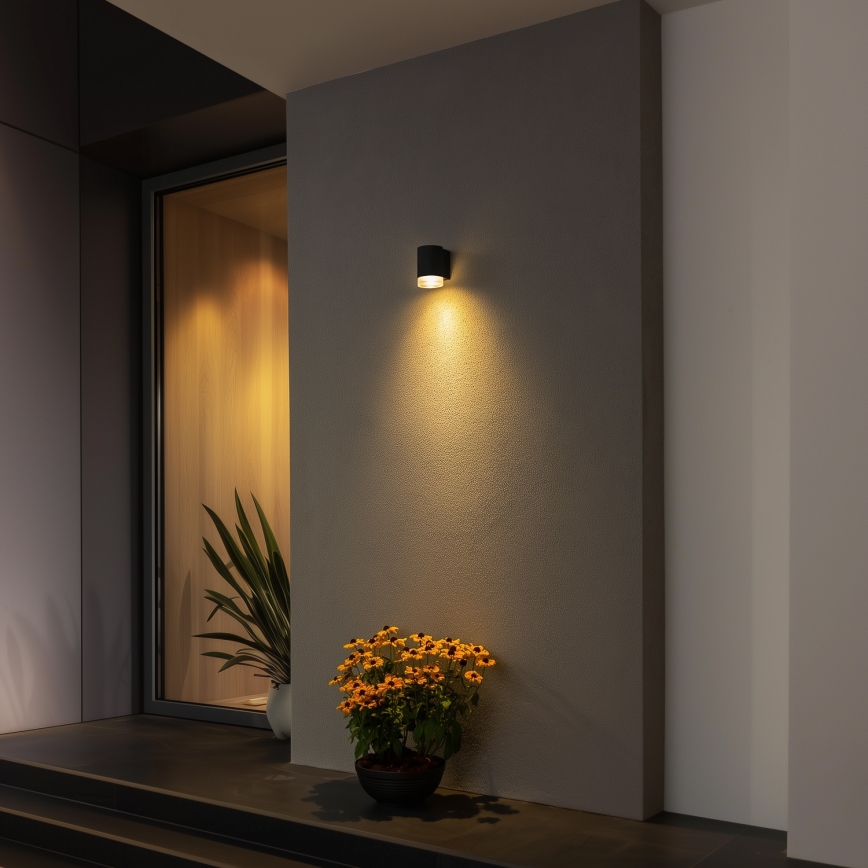 Brilagi - MATERA RGBW LED Dimmable Outdoor Wall Light 1xGU10/6W/230V 3000K IP54 Black + Remote Control