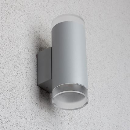 Brilagi - LED RGBW Dimmable Outdoor Wall Light MATERA 2xGU10/4,8W/230V 3000K IP54 gray + remote control