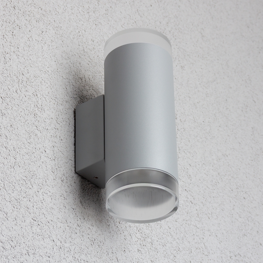 Brilagi - LED RGBW Dimmable Outdoor Wall Light MATERA 2xGU10/4,8W/230V 3000K IP54 gray + remote control