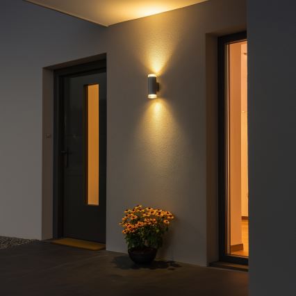 Brilagi - LED RGBW Dimmable Outdoor Wall Light MATERA 2xGU10/4,8W/230V 3000K IP54 gray + remote control