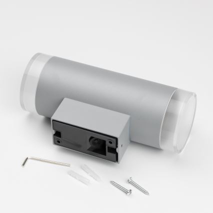 Brilagi - LED RGBW Dimmable Outdoor Wall Light MATERA 2xGU10/4,8W/230V 3000K IP54 gray + remote control