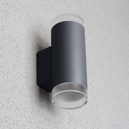 Brilagi - MATERA LED RGBW Dimmable Outdoor Wall Light 2xGU10/4,8W/230V 3000K IP54 Anthracite + Remote Control
