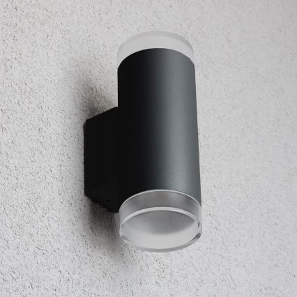 Brilagi - LED RGBW Dimmable Outdoor Wall Light MATERA 2xGU10/4,8W/230V 3000K IP54 Black + Remote Control