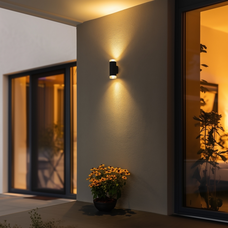 Brilagi - LED RGBW Dimmable Outdoor Wall Light MATERA 2xGU10/4,8W/230V 3000K IP54 Black + Remote Control