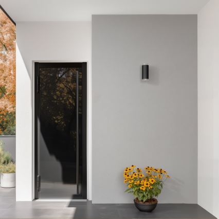 Brilagi - LED RGBW Dimmable Outdoor Wall Light MATERA 2xGU10/4,8W/230V 3000K IP54 Black + Remote Control