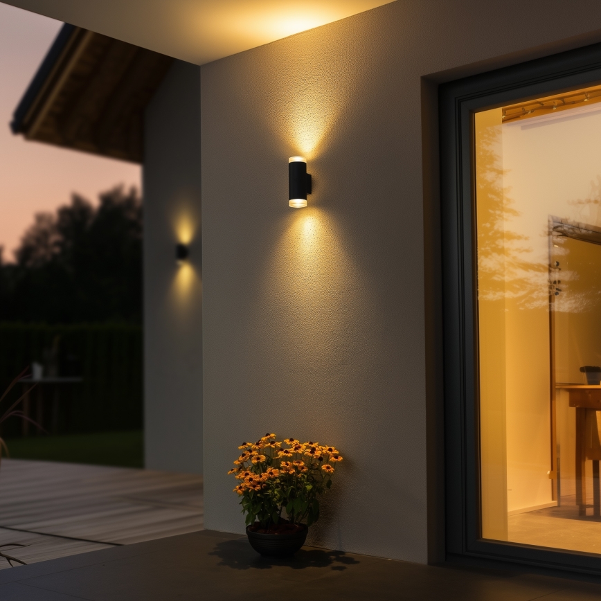 Brilagi - MATERA LED RGBW Dimmable Outdoor Wall Light 2xGU10/6W/230V 3000K IP54 Anthracite + Remote Control