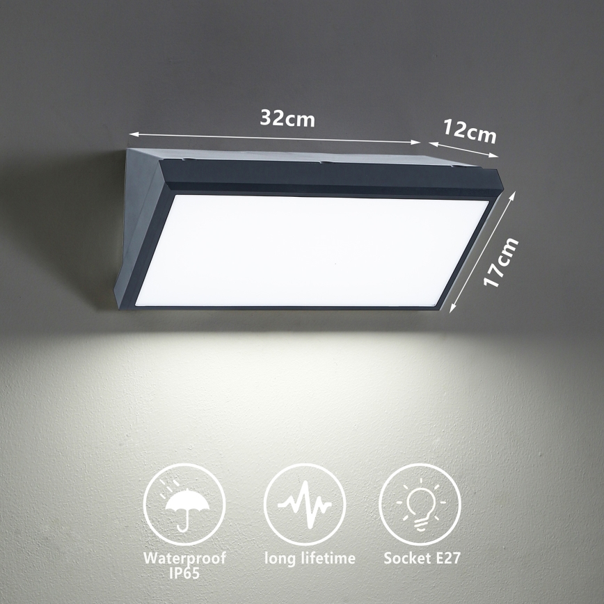 Brilagi - LED RGBW Dimmable Outdoor Wall Light TRIANGLE 1xE27/15W/230V 2700-6500K IP65 Anthracite