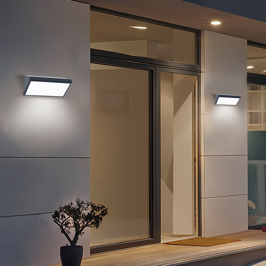 Brilagi - LED RGBW Dimmable Outdoor Wall Light TRIANGLE 1xE27/9W/230V 2700-6500K IP65 Anthracite