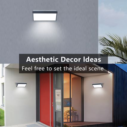 Brilagi - LED RGBW Dimmable Outdoor Wall Light TRIANGLE 1xE27/9W/230V 2700-6500K IP65 Anthracite