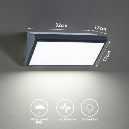 Brilagi - LED RGBW Dimmable Outdoor Wall Light TRIANGLE 1xE27/9W/230V 2700-6500K IP65 Anthracite
