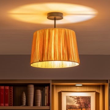 Brilagi - LED Semi-Flush Chandelier CERIA BOHO 1xE27/60W/230V Ø 30 cm black/raffia