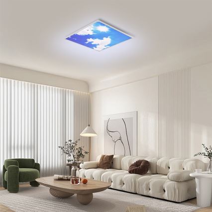 Brilagi - SLIMFRAME SKY Dimmable LED Ceiling Light 58W/230V 60x60 cm 3000-6000K Silver/Blue + Remote Control