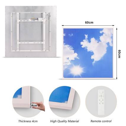 Brilagi - SLIMFRAME SKY Dimmable LED Ceiling Light 58W/230V 60x60 cm 3000-6000K Silver/Blue + Remote Control