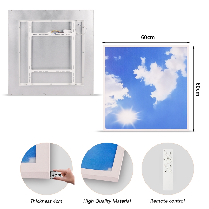 Brilagi - SLIMFRAME SKY Dimmable LED Ceiling Light 58W/230V 60x60 cm 3000-6000K Silver/Blue + Remote Control