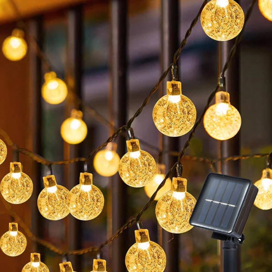 Brilagi - LED Solar decorative chain BUBBLE 50xLED/8 functions 7m IP65 warm white
