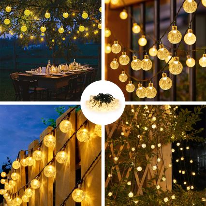 Brilagi - LED Solar decorative chain BUBBLE 50xLED/8 functions 7m IP65 warm white