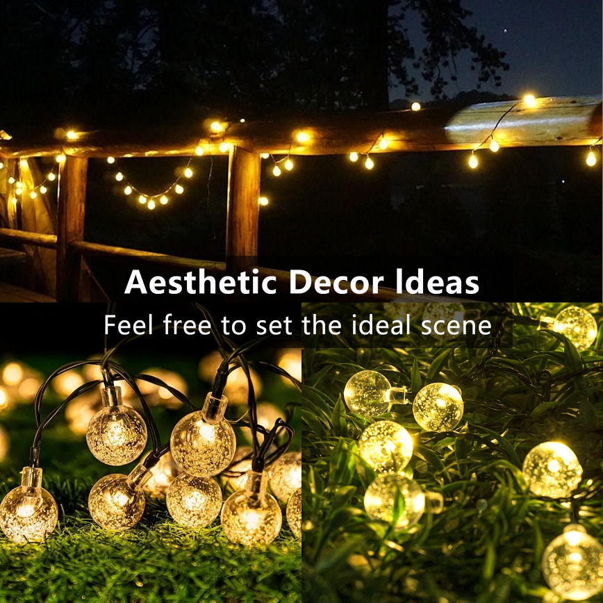 Brilagi - LED Solar decorative chain BUBBLE 50xLED/8 functions 7m IP65 warm white