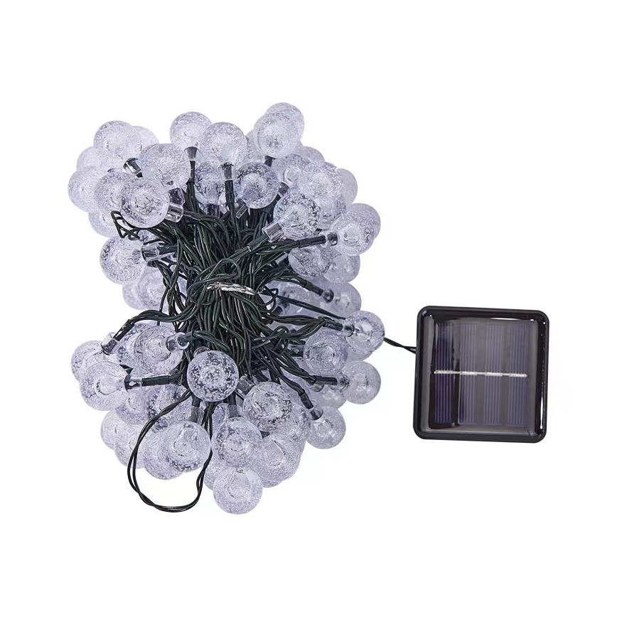 Brilagi - LED Solar decorative chain BUBBLE 50xLED/8 functions 7m IP65 warm white