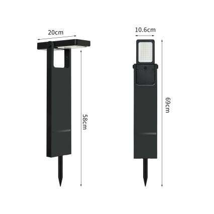 Brilagi - LED Solar lamp SUN SPIKE LED/4W/3,7V 2200 mAh IP44