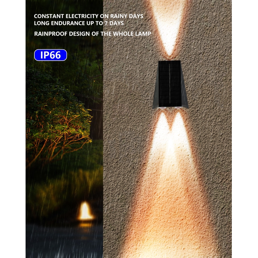 Brilagi - LED Solar wall light PYRAMID LED/2W/3,2V IP54