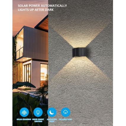 Brilagi - LED Solar wall light with a sensor SOLAR CUBE LED/2W/3,2V IP54