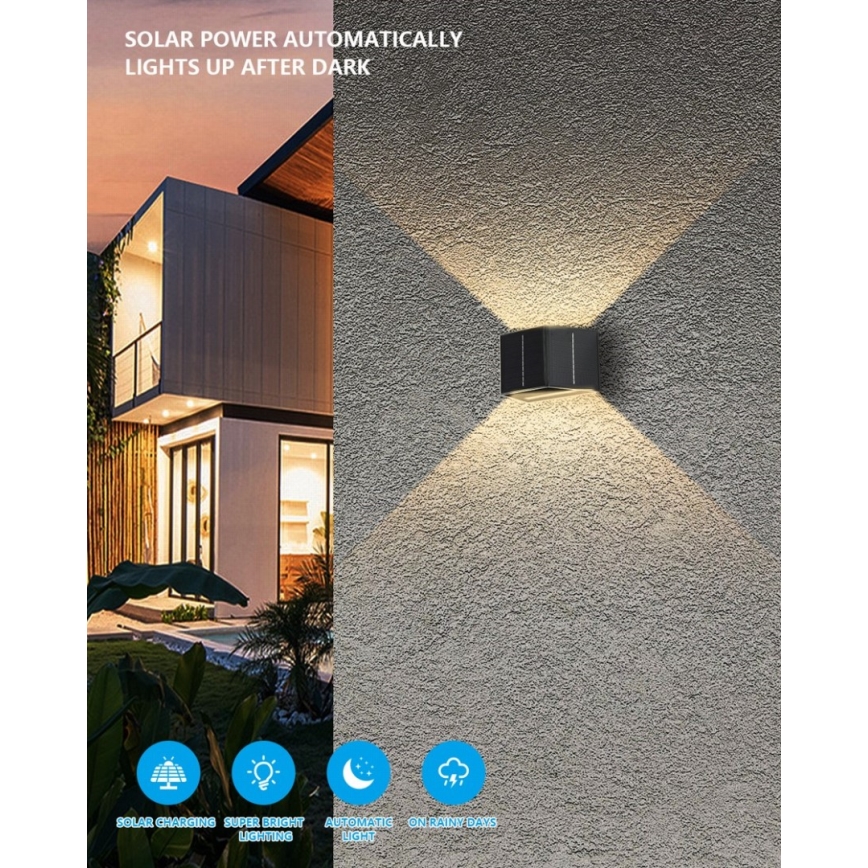 Brilagi - LED Solar wall light with a sensor SOLAR CUBE LED/2W/3,2V IP54