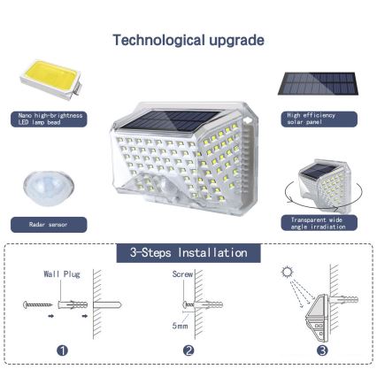 Brilagi - LED Solar wall light with a sensor WALLIE LED/4W/5,5V 6500K IP64 silver