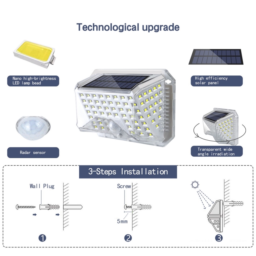 Brilagi - LED Solar wall light with a sensor WALLIE LED/4W/5,5V 6500K IP64 silver
