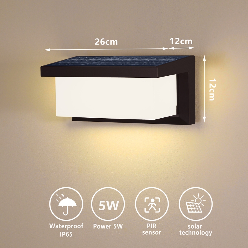 Brilagi - LED Solar wall light with motion and dusk sensor BRICKY LED/5W/6V 4000 mAh IP65