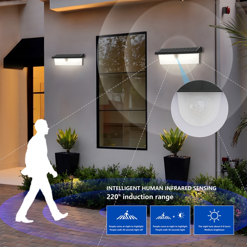 Brilagi - LED Solar wall light with sensor SUN RAY LED/6W/3,7V 2200 mAh IP44