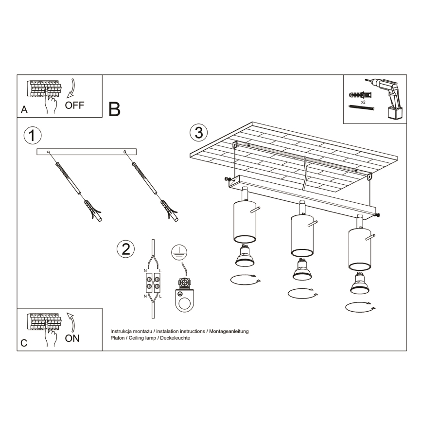 Brilagi -  LED Spotlight ASMUS 3xGU10/7W/230V black