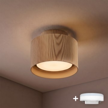BRILAGI - LED spotlight BACKLIT 1xGX53/15W/230V + LED/3W Ø 10 cm oak finish