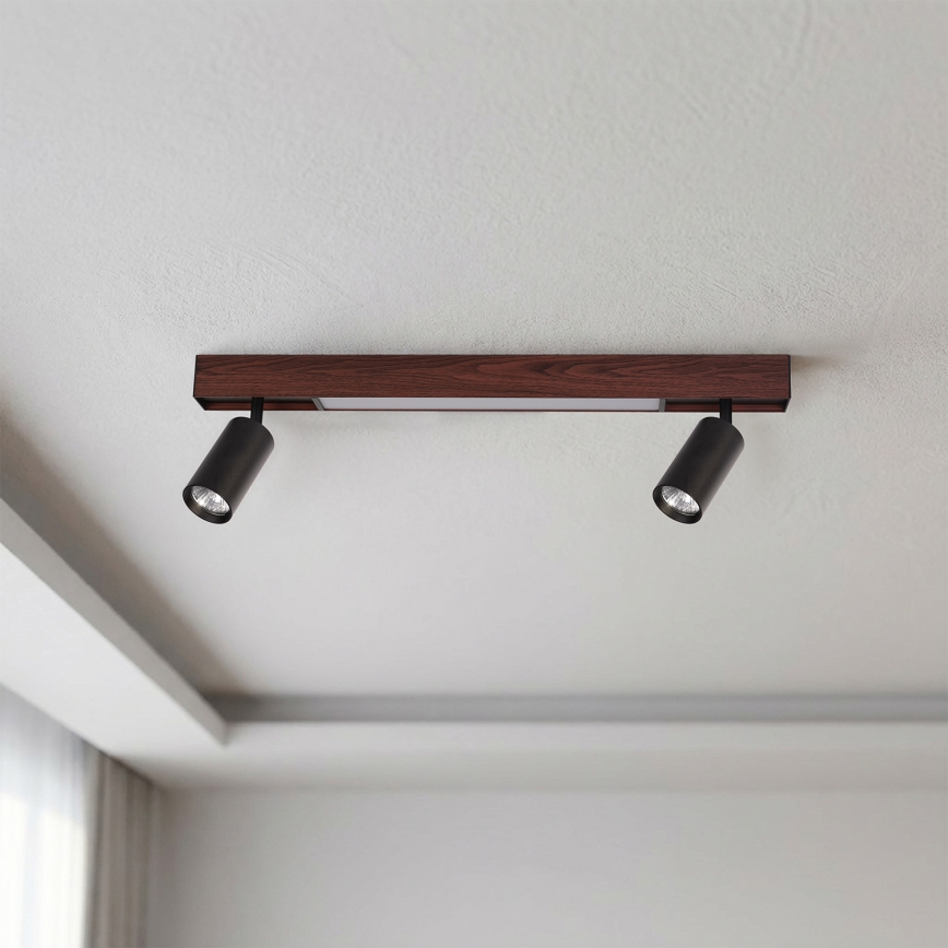 BRILAGI - LED spotlight SELE 2xGU10/30W/230V + LED/15W black/oak decor
