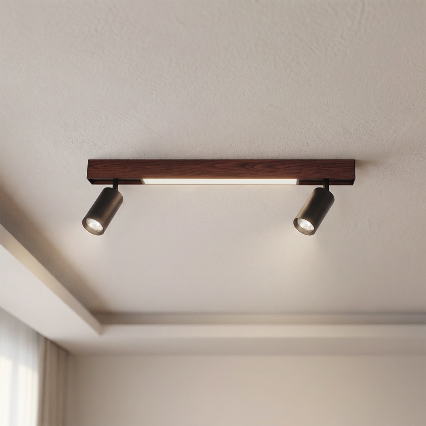 BRILAGI - LED spotlight SELE 2xGU10/30W/230V + LED/15W black/oak decor