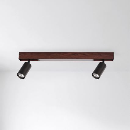 BRILAGI - LED spotlight SELE 2xGU10/30W/230V + LED/15W black/oak decor