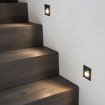Brilagi - JACK LED Staircase Light with Motion and Dusk Sensor, 1.5W/230V, 3000/4000/6500K, Black