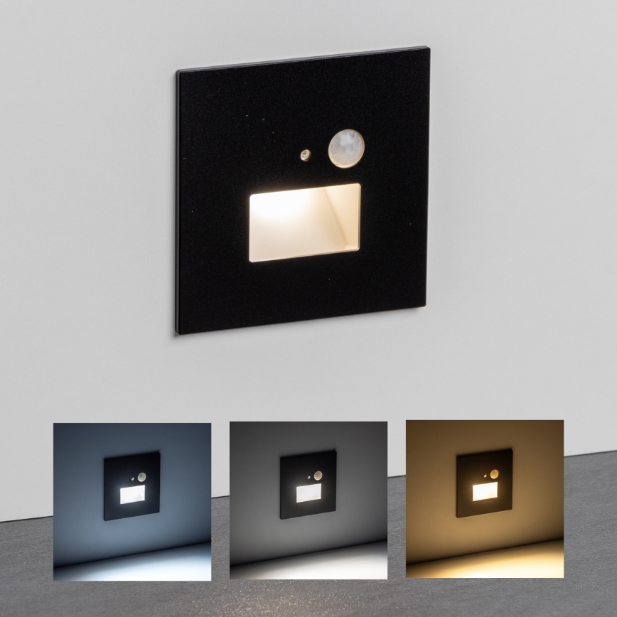 Brilagi - LED Staircase light with a motion sensor JACK LED/1,5W/230V 3000K/4000K/6500K black