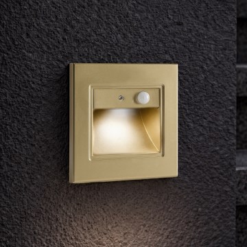 Brilagi - LED Staircase Light with Sensor STEP LIGHT, 1.5W/230V, IP44, Gold