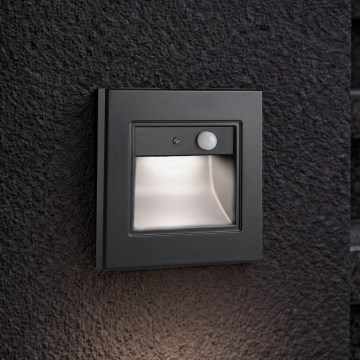 Brilagi - LED Staircase Light with Sensor STEP LIGHT, LED/1.5W/230V, IP44, Black