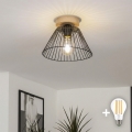 BRILAGI - LED Surface-Mounted Ceiling Light CERIA WIRE 1xE27/40W/230V Ø 21 cm Black/Oak