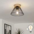 BRILAGI - LED Surface-Mounted Ceiling Light CERIA WIRE 1xE27/40W/230V Ø 30 cm Black/Oak