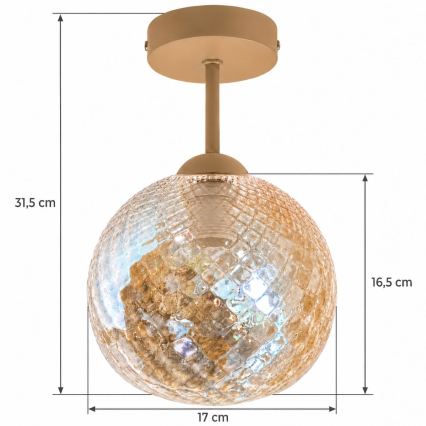 BRILAGI - LED Flush-mounted chandelier RETRO GLASS 1xE27/60W/230V Ø 17 cm beige/smoked beige