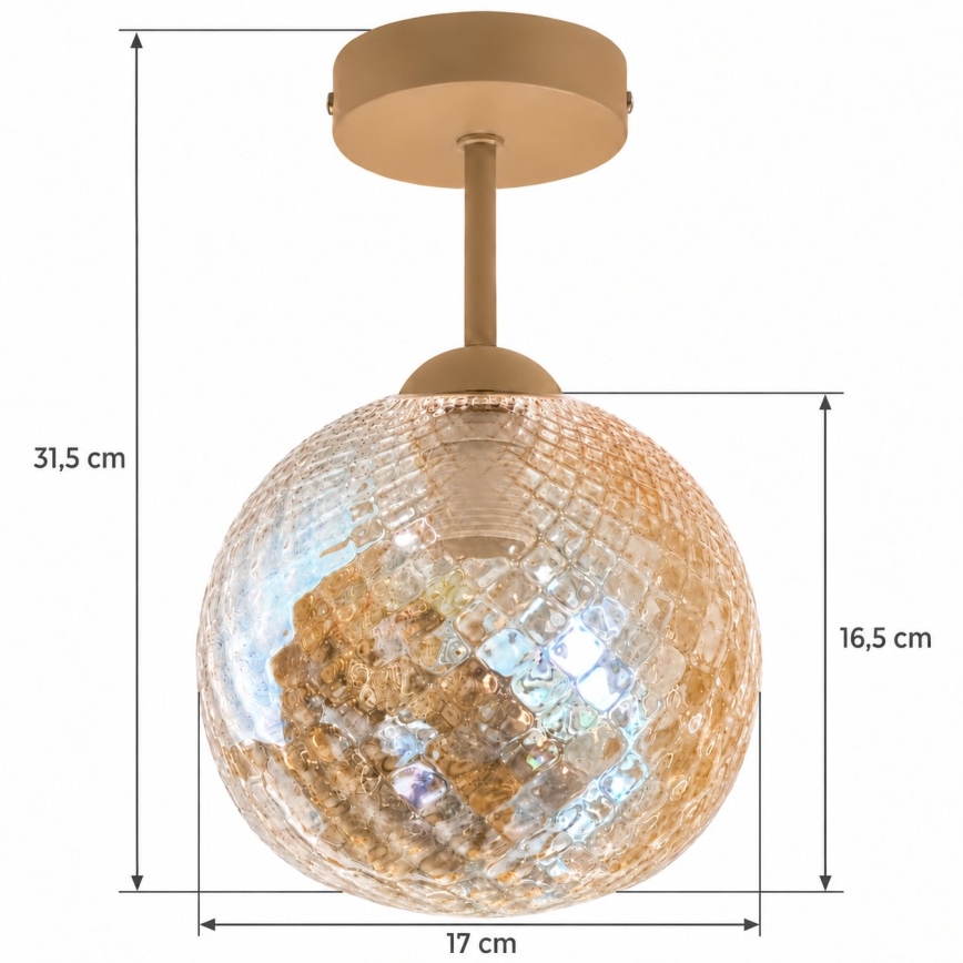 BRILAGI - LED Flush-mounted chandelier RETRO GLASS 1xE27/60W/230V Ø 17 cm beige/smoked beige