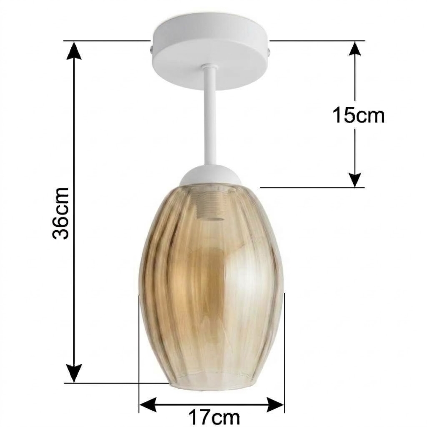 BRILAGI - LED Surface-mounted ceiling light RETRO GLASS 1xE27/60W/230V Ø 17 cm white/smoky beige
