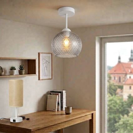 BRILAGI - LED Surface-mounted Ceiling Light RETRO GLASS 1xE27/60W/230V Ø 18 cm white/smoked gray